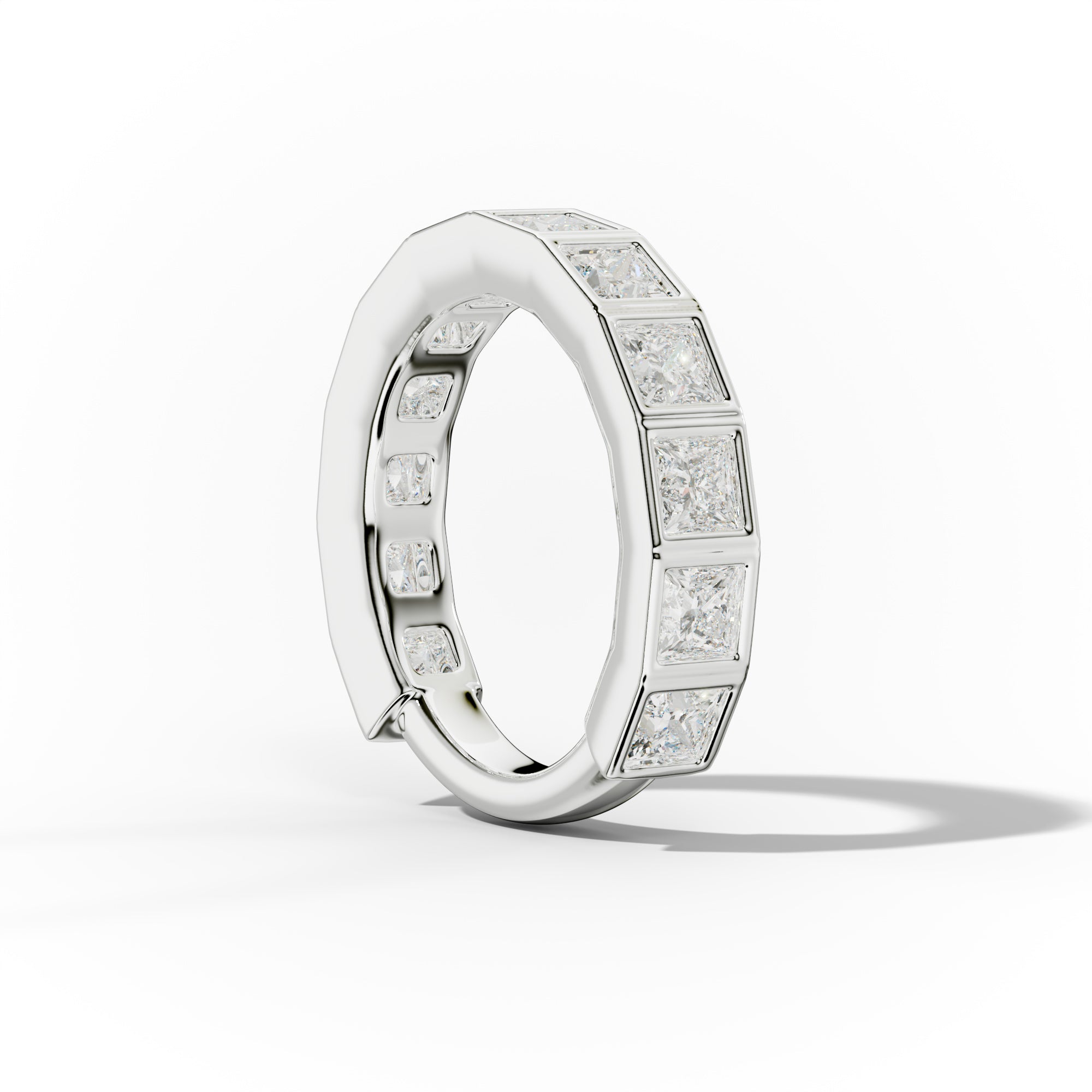 3.0 Carat Bezel Set Princess Cut Diamond Anniversary Band